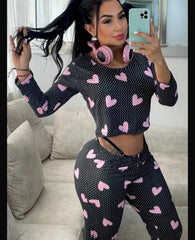 Conjunto de pijama estampado con pantalón y sudadera